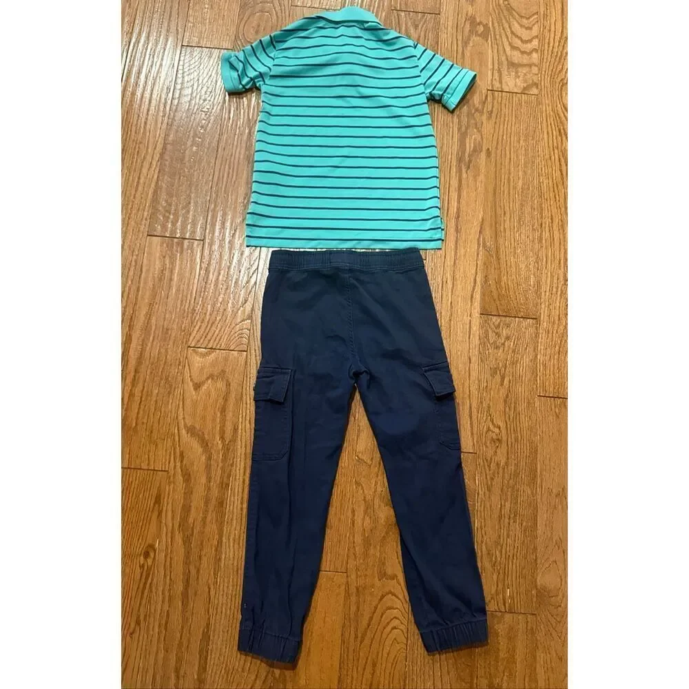 Boys Polo and jogger pant outfit bundle size 6